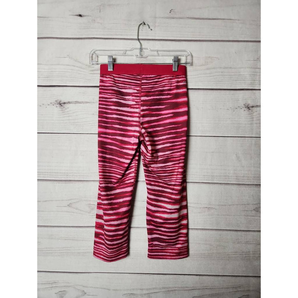 Nike Pro Womens Activewear Capri Pants Pink Mid Rise Stretch Stripe Pull On S - Picture 2 of 7